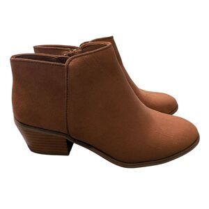 👢 Amazon Essentials Women's Brown Faux Suede Block Heel Booties Size 8 NWT